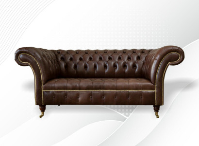 Chesterfield Samt Designer Sofa 2 Sitzer Couch Textil Leder Garnitur Braun Neu